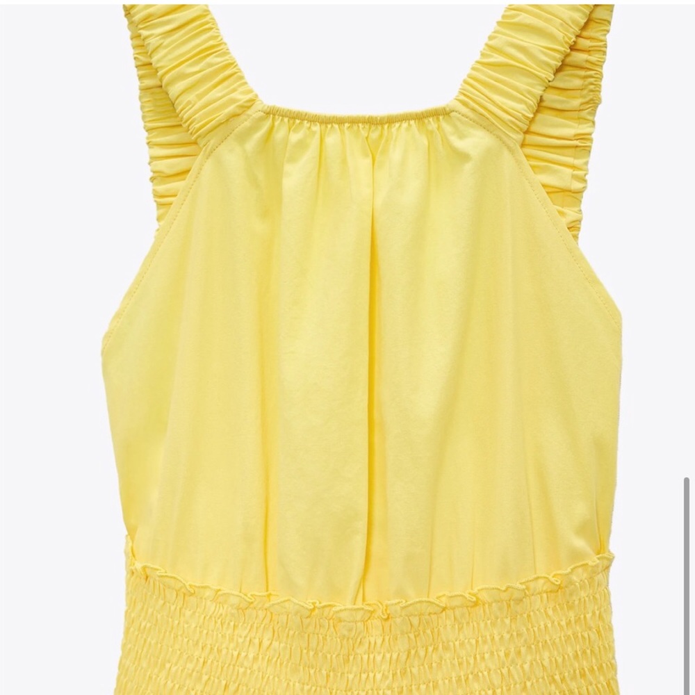 New Beautiful Summer Cotton Yellow Dress Zara Beach Perfect Summer Dress - Picture 4 of 7